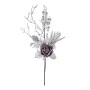 XMAS BRANCH WITH WILD LEAVES AND PURPLE ROSE 65CM