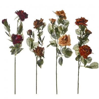 SMALL VELVET ROSE SPRAY X3 67CM IN 4 COLOURS