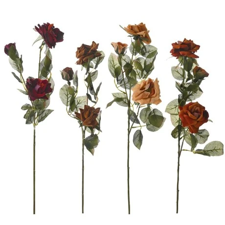 SMALL VELVET ROSE SPRAY X3 67CM IN 4 COLOURS