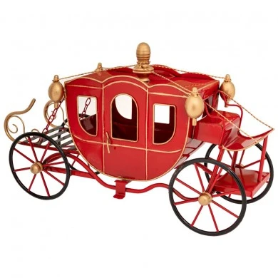 XMAS RED METAL DECORATION PUMPKIN CART 55X21.5X32.5