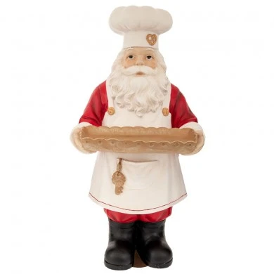 XMAS RED RESIN SANTA FIGURE HOLDING A GOLD TRAY 40X38,5X80,5CM