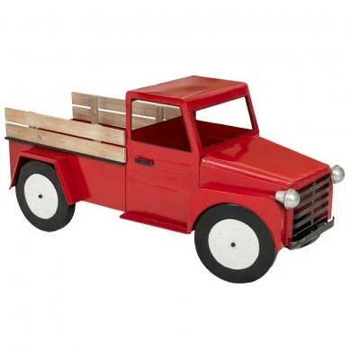 RED METAL CHRISTMAS TRUCK 123X48X58CM