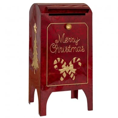 RED METAL MAILBOX 28X23X55CM