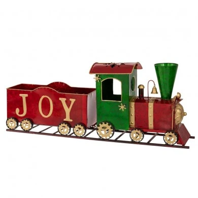 RED AND GREEN METAL CHRISTMAS TRAIN 85X18X34CM