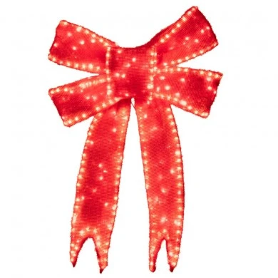 XMAS LIGHTED RED BOW 100X65CM WITH LED AND EUROPEAN PLUG