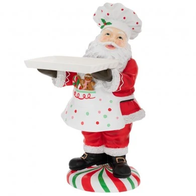 RED WHITE POLYRESIN SANTA CHEF HOLDING A PLATE 35X36X68CM