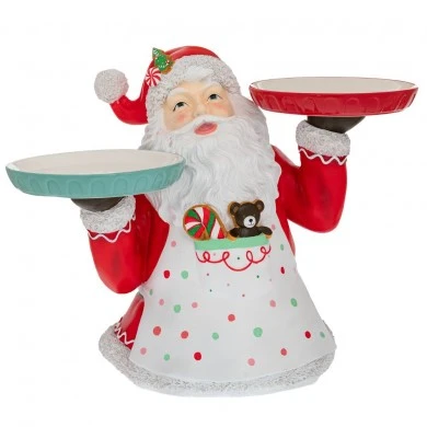 RED WHITE POLYRESIN SANTA CHEF HOLDING A PLATE 54.5X33X43.5CM
