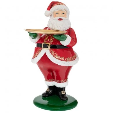 RED RESIN SANTA WITH METAL TRAY 29Χ40Χ61CM