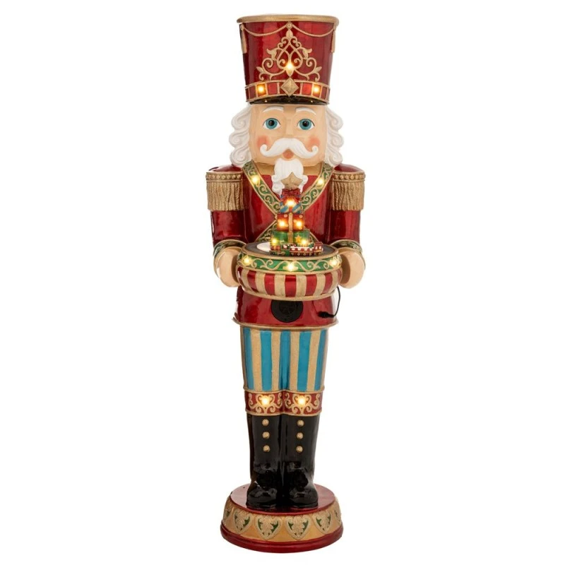 RED COLOR RESIN NUTCRACKER WITH LED LIGHT AND MOVEMENT 44X51X152CM