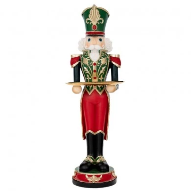XMAS RED GREEN RESIN NUTCRACKER HOLDING TRAY 29,5X25X91CM