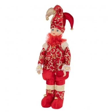 XMAS RED FABRIC JOKER WITH MUSIC AND MOVEMENT 50CM