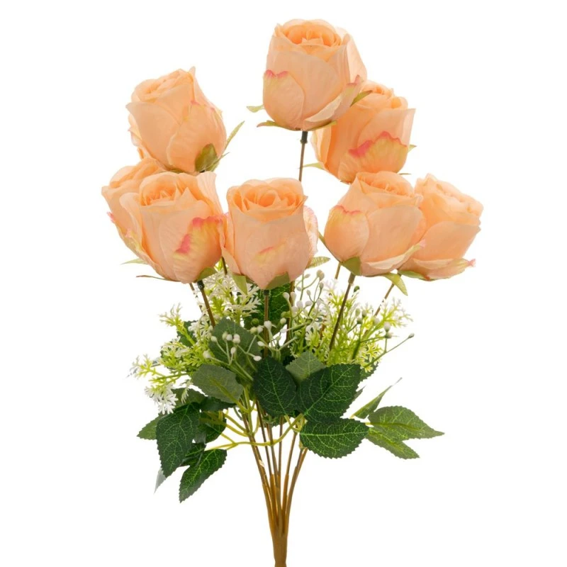 ARTIFICIAL CHAMPAGNE ROSE BUSH 45CM