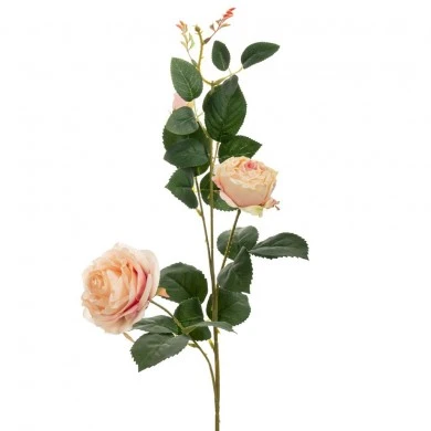 ARTIFICIAL CREAM ROSE STEM X3 75CM