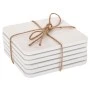 SET 6 WHITE WOODEN COASTER