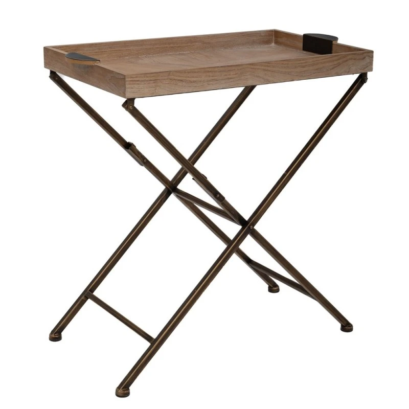 WOODEN TABLE WITH TRAY AND METAL LEGS 75,5X40X75,5CM