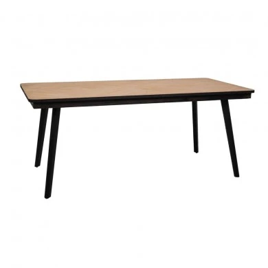 WOODEN TABLE WITH BLACK METAL LEGS 180X90X77CM