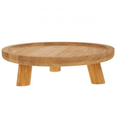 DECO WOODEN ROUND TRAY WITH LEGS 35X10CM