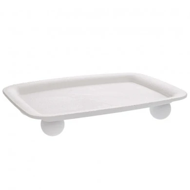 WHITE WOODEN TRAY 28x37x6CM