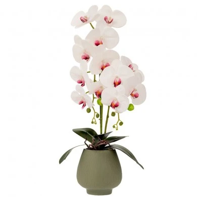 ARTIFICIAL WHITE ORCHID IN CERAMIC POT 63CM