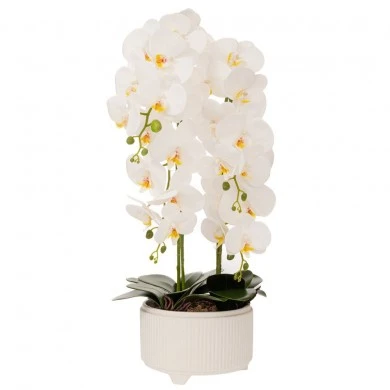 ARTIFICIAL WHITE ORCHID IN CERAMIC POT 72CM