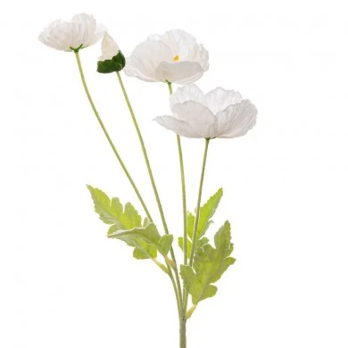 ARTIFICIAL WHITE POPPY SPRAY 63CM