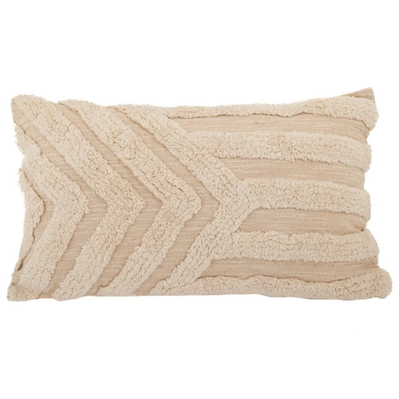 COTTON FABRIC FILLED CUSHION WHITE COLOR 50X33CM