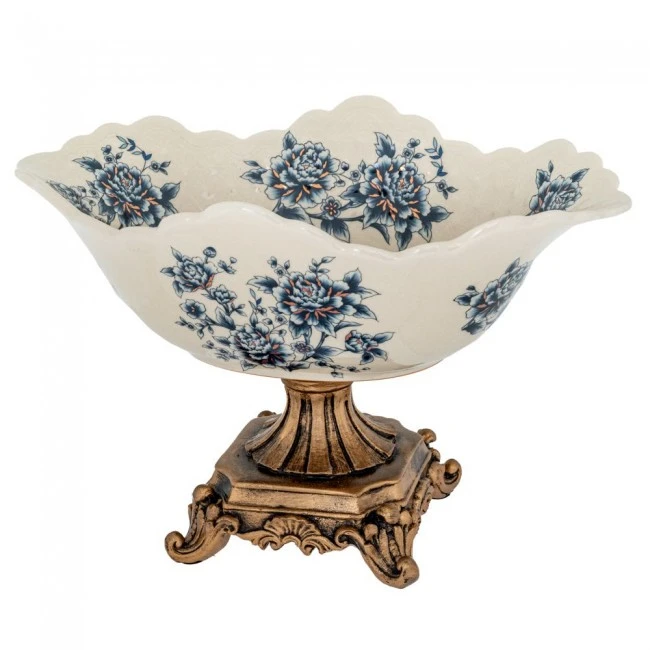 ΛΕΥΚΟ ΔΙΑΚΟΣΜΗΤΙΚΟ ΦΛΟΡΑΛ ΠΟΛΥΡΕΖΙΝ ΜΠΩΛ ΣΕ ΧΡΥΣΗ ΒΑΣΗ 32X22X20EK