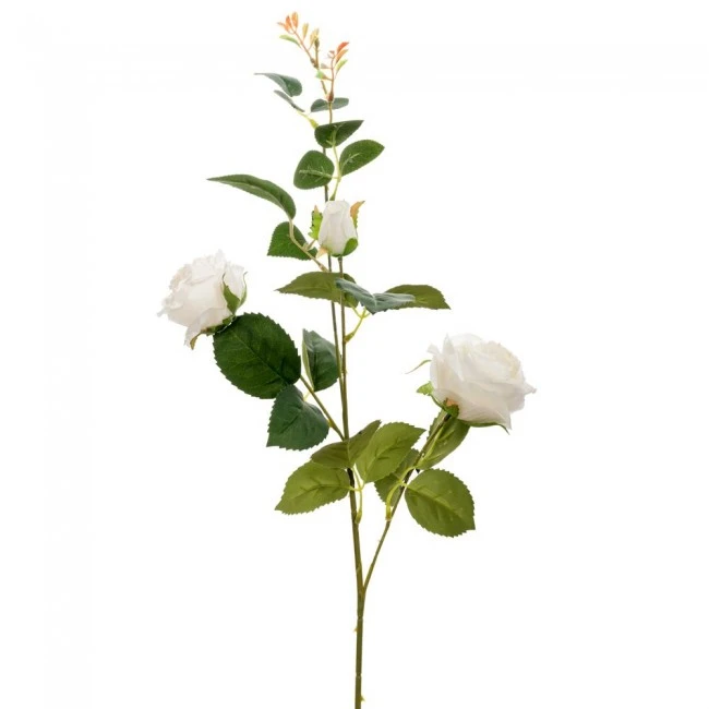 ARTIFICIAL WHITE ROSE STEM X3 75CM