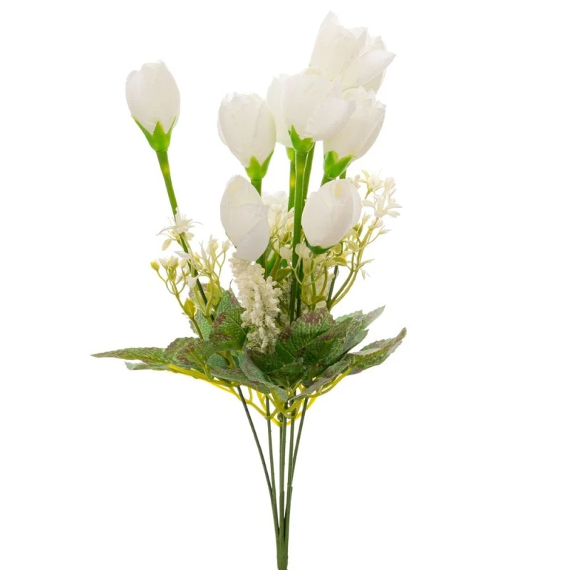 ARTIFICIAL WHITE TULIPS BUSH 40CM