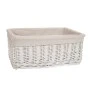 WHITE BASKET WITH FABRIC LINING 45X30X18 CM