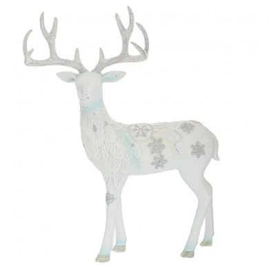 WHITE RESIN STANDING DEER 25X12X31CM