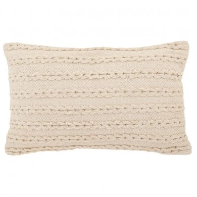 COTTON FABRIC FILLED CUSHION WHITE COLOR 50X30CM