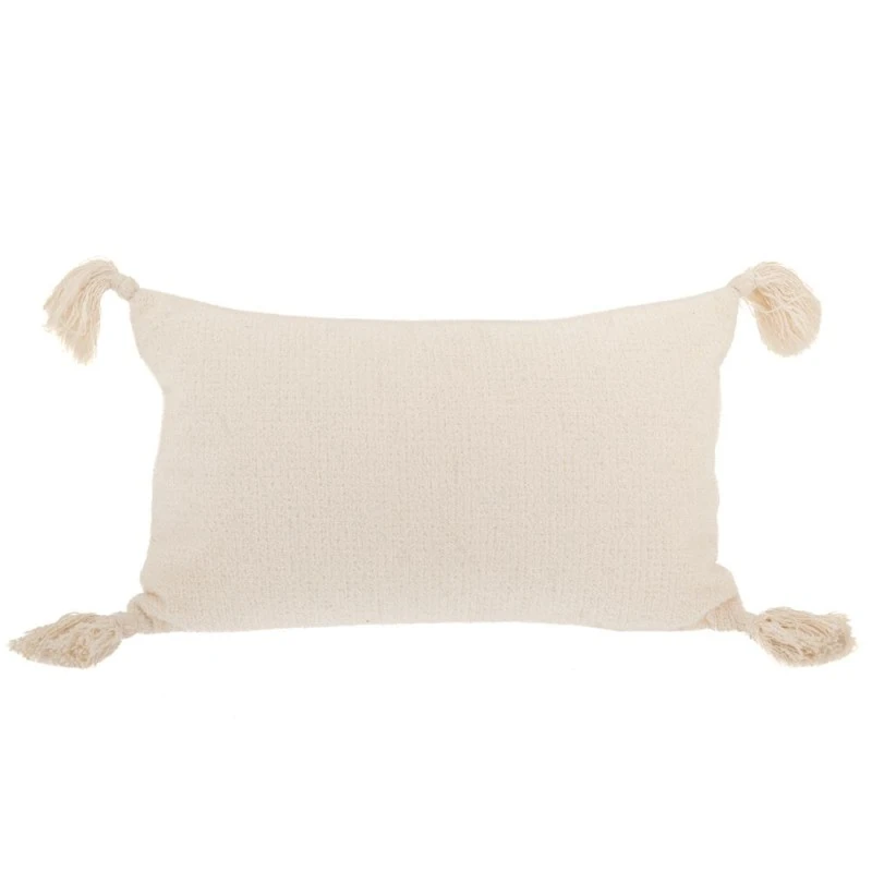 COTTON FABRIC FILLED CUSHION WHITE COLOR 50X33CM