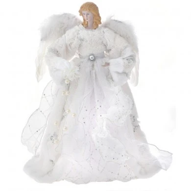 XMAS WHITE ANGEL TREE TOPPER 45CM