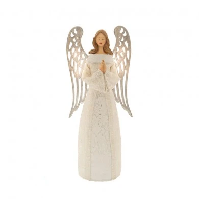 WHITE ANGEL WITH WHITE WINGS LED LIGHT 25X15X55CM