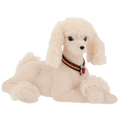 XMAS WHITE LYING DOG WITH RED  GREEN COLLAR 54X31X35CM