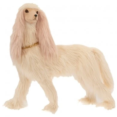 XMAS WHITE DOG WITH LONG HAIR 77X31X72CM