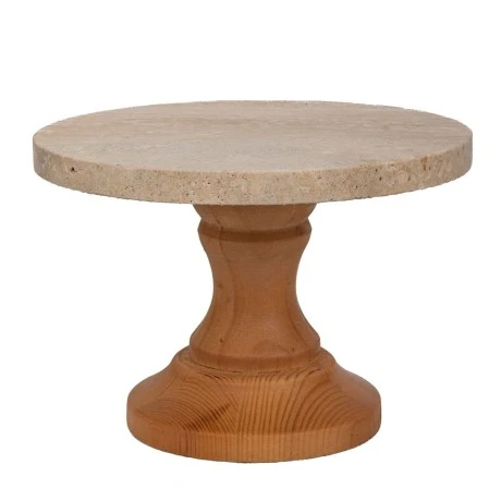 MARBLE TRAY WITH WOODEN BASE 25X17CM