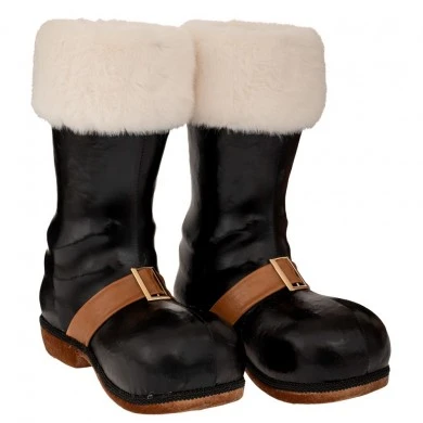 XMAS BLACK RESIN BOOTS WITH WHITE FAIR 31X30X40CM