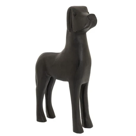 DECO BLACK WOODEN DOG FIGURE 28X8X36CM