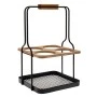BLACK METAL WINE RACK FOR 4 BOTTLES WITH WOODEN DETAILS 25,5X24X40