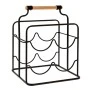 BLACK METAL WINE RACK FOR 4 BOTTLES WITH WOODEN HANDLE 26X23,5X32CM