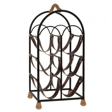 BLACK METAL WINE RACK FOR 6 BOTTLES 27X19,5X51CM