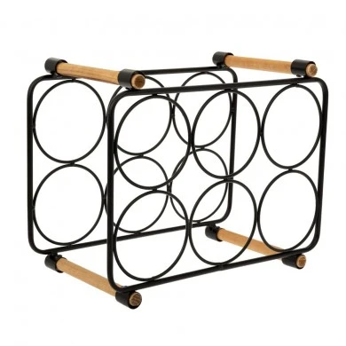 BLACK METAL WINE RACK FOR 6 BOTTLES 33,5X5Χ19X27CM