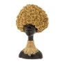 DECO RESIN FIGURE OF AFRICAN WOMAN WITH GOLD FLOWERS ON HAIR AND GOLD NECKLACE 27X15X41CM