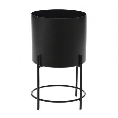 BLACK METAL PLANTER ON STAND 16X16CM TOTAL HEIGHT 26CM