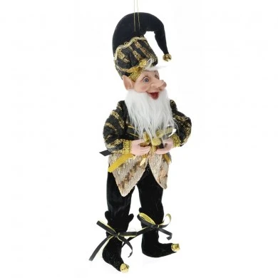 BLACK AND GOLD CHRISTMAS ELF 40CM