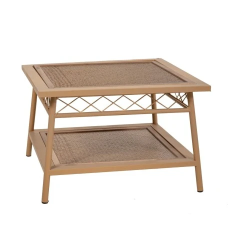 METALLIC-WOODEN CREM TABLE 60x60x40CM