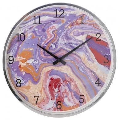 PURPLE METAL WALL CLOCK WITH GLASS D 40CM