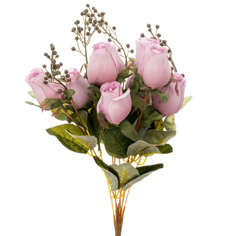 ARTIFICIAL PURPLE ROSE BOUQUET 42CM